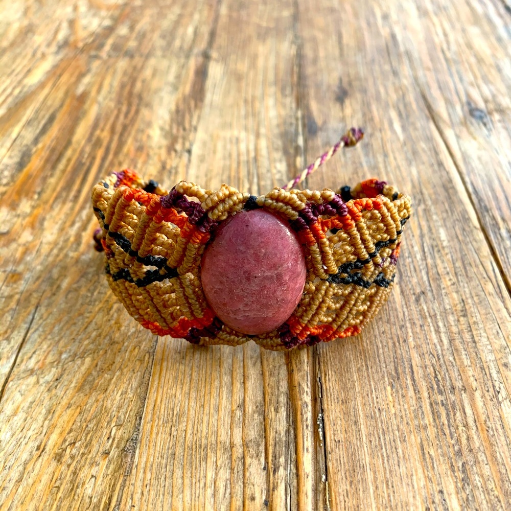 NWOT Handcrafted Bohemian Bracelet with Semi-Precious Stone centerpiece.